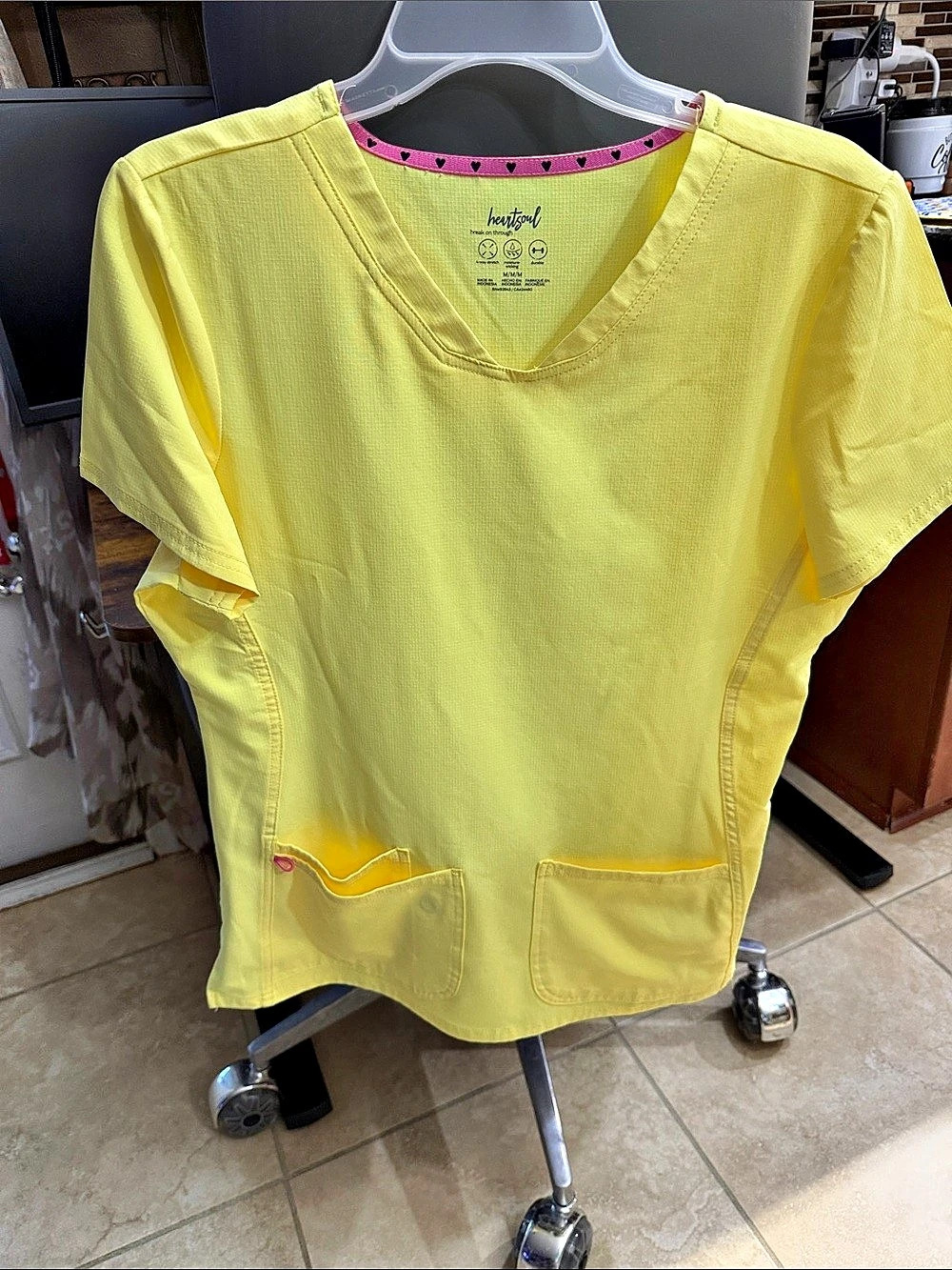 WonderWink Short Sleeve Scrub Top in Yellow